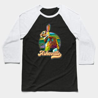 Retro Asheville Rabbit by Robert Phelps Baseball T-Shirt